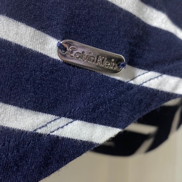 Calvin Klein Soft Scoopneck Navy/White Striped Top - Picture 11 of 16